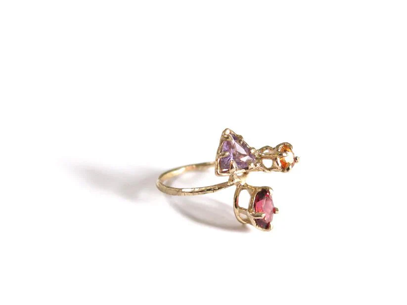 Elaine Ho 14K Gold Ring (Amethyst, Spessartine Garnet & Garnet) - Image 4