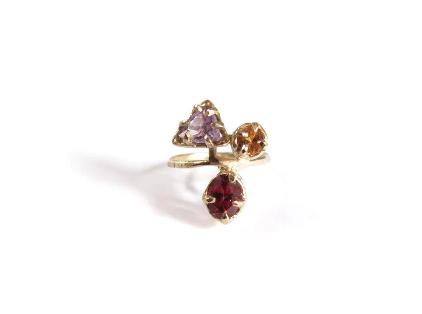 Elaine Ho 14K Gold Ring (Amethyst, Spessartine Garnet & Garnet) - Image 5