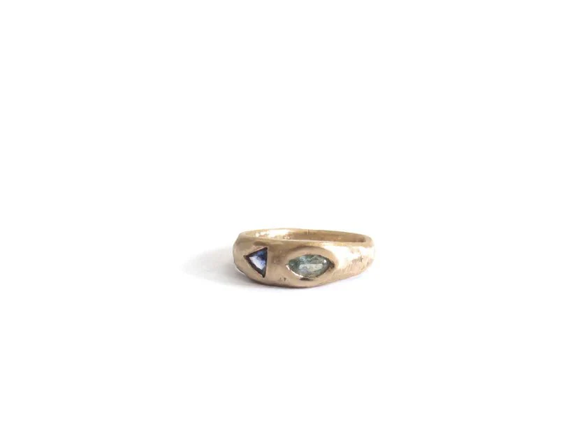 Elaine Ho 14K Gold Ring (Sapphire & Sapphire) - Image 3