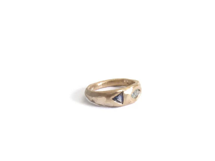 Elaine Ho 14K Gold Ring (Sapphire & Sapphire) - Image 5