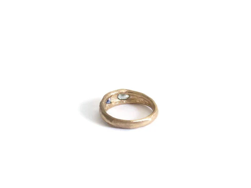 Elaine Ho 14K Gold Ring (Sapphire & Sapphire) - Image 8