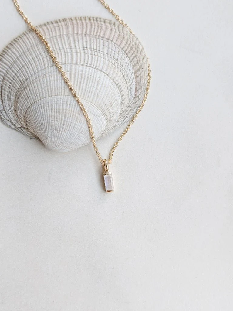 Little Gold Vesper Necklace (Moonstone) - Image 3