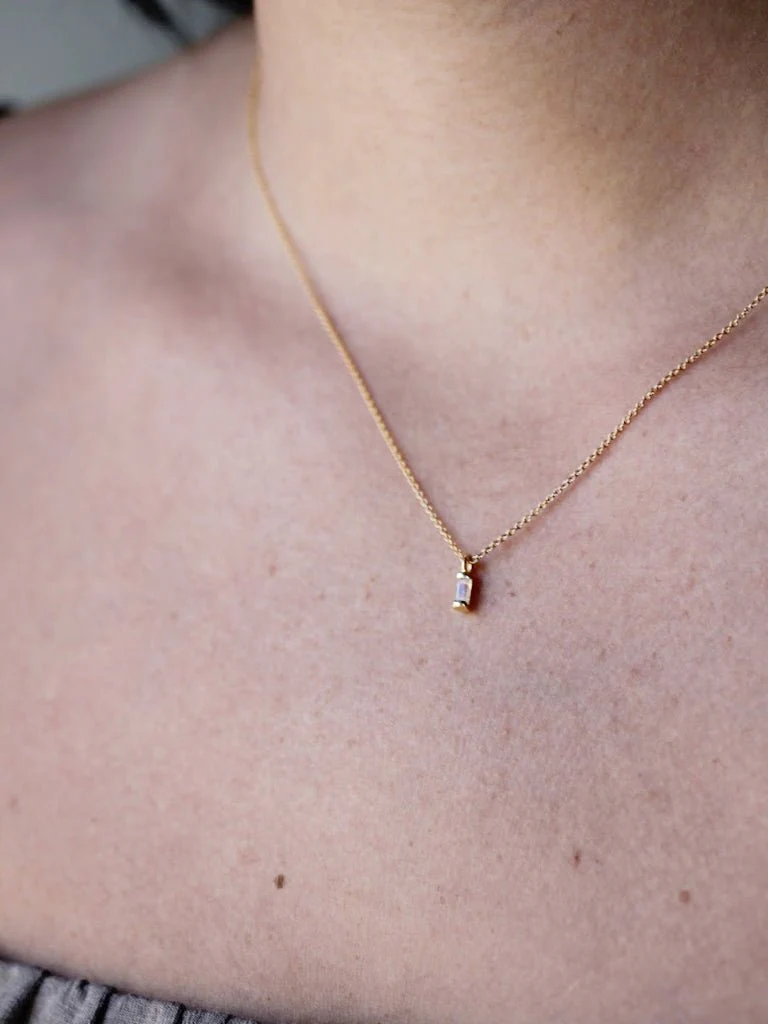 Little Gold Vesper Necklace (Moonstone) - Image 4